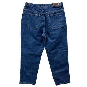 VTG 90s LLBean Relaxed Fit Flannel Lined Jeans Women 16 Petite Blue Denim Warm